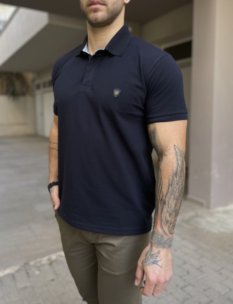 Everbest ανδρική μπλε navy πικέ Polo μπλούζα Plus Size 252832Ν φωτογραφία